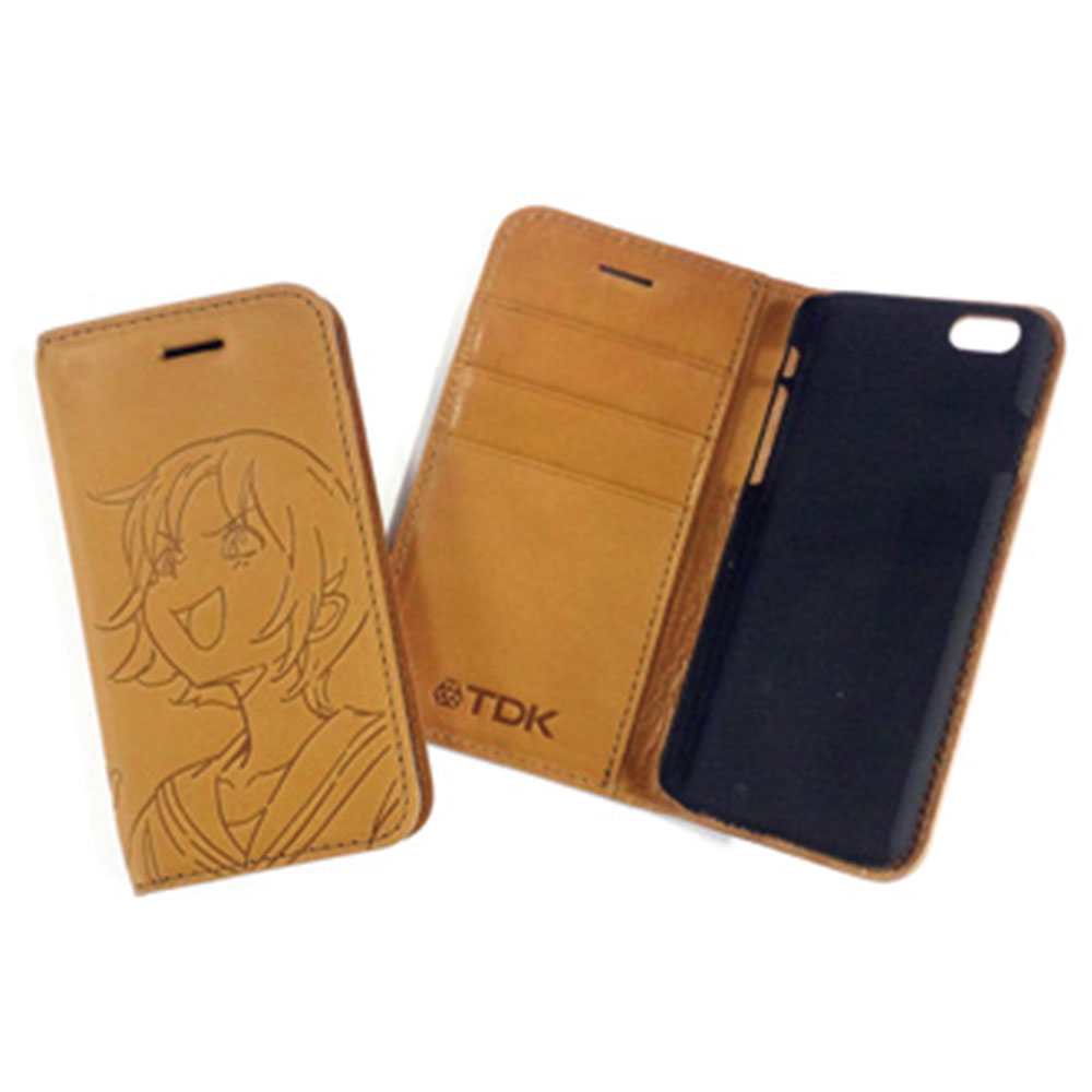 自社オリジナルのイメージイラストを使用した本革の手帳型iPhoneケース